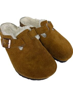 Birkenstock Tokio Shearling Lined Suede Mink Brown Mules